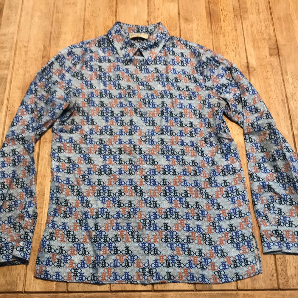 Emilio Pucci Blue and Orange Button Down Shirt